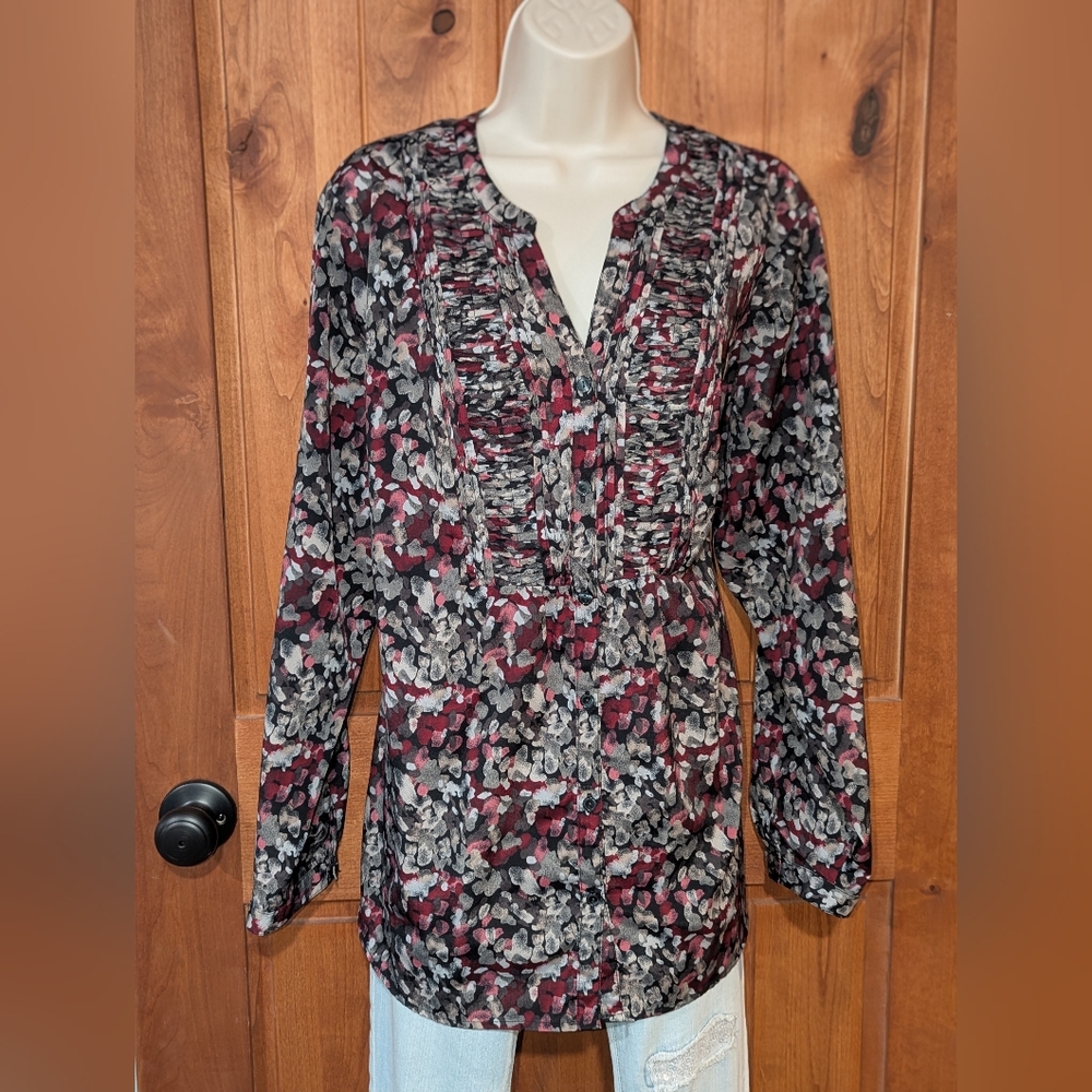 Croft & Barrow Women's Floral Blouse - Black, Red, Gray